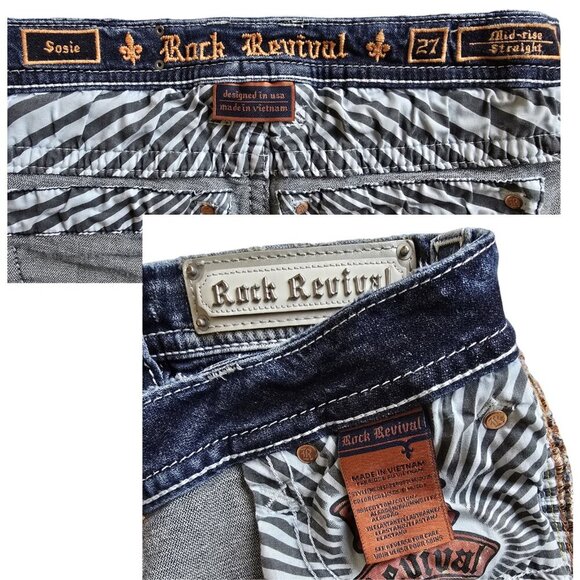 ROCK REVIVAL from BUCKLE Sosie Mid Rise Straight Stretch Jeans 27 - Picture 10 of 14